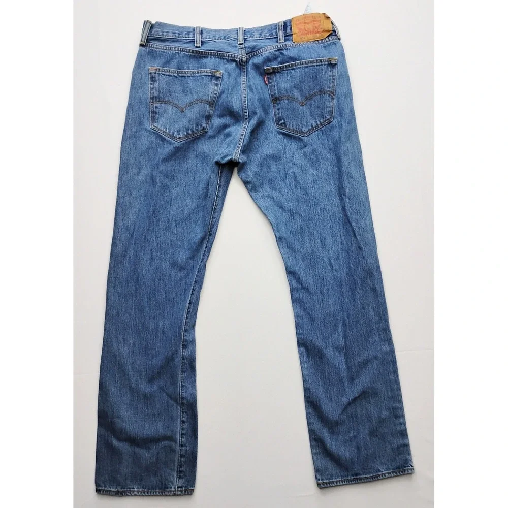 Levis 501 Jeans Mens 38x34 Blue Straight Fit Button Fly Denim Pants (Fits 36x30)